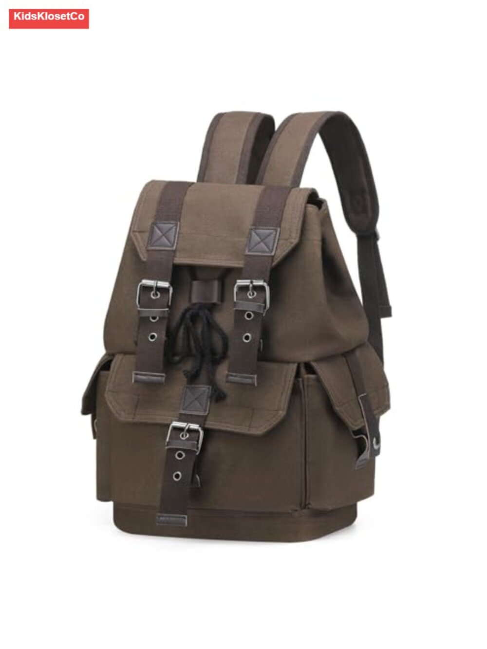 25L Vintage Canvas Backpack Durable Leather Accents Travel Hiking